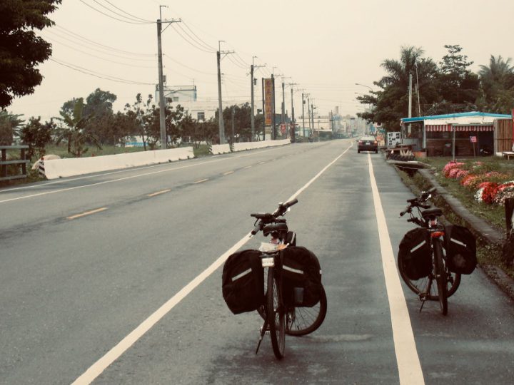 Two Touring Bikes on road